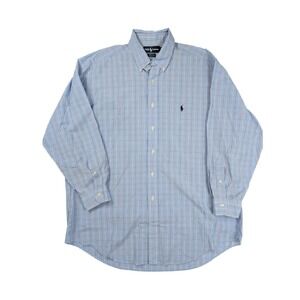 Polo Ralph Lauren Yarmouth Blue Check Button L/S Shirt Men's Neck Size 17- 32/33